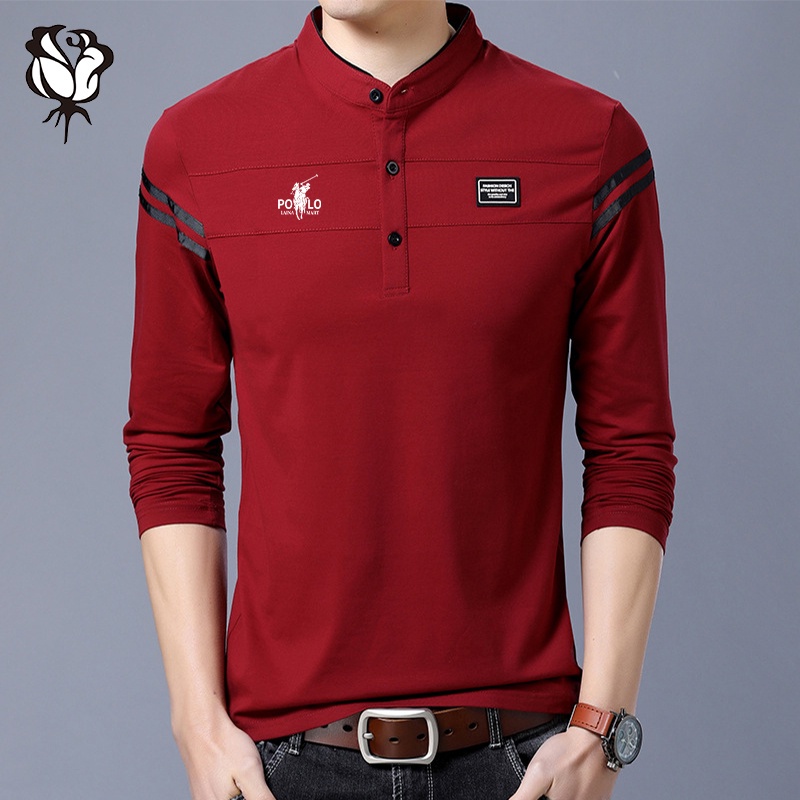 Thời trang MỚI Áo thun Polo Nam Áo thun cổ lọ có ve áo Trang trọng Văn phòng Công sở Thường ngày Áo thun dài tay