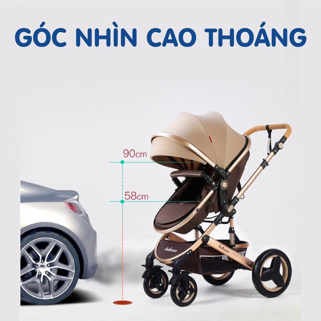 Xe Đẩy Kiêm Nôi Ru Cho Bé BELECOO Hàng Chính Hãng 2 Với 3 Tư Thế: Nằm, Ngả, Ngồi