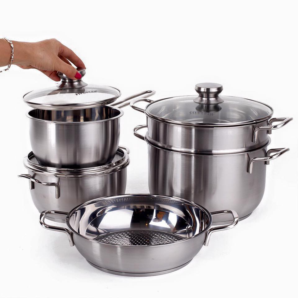 Bộ nồi 5 Fivestar inox nắp kính đáy từ