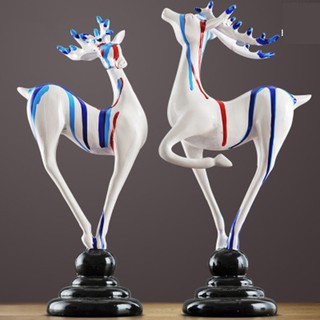 Tượng decor cặp hươu hạnh phúc trang trí phòng khách, phòng làm việc