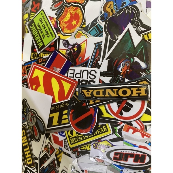 SET 50 LOGO DECAL 3 LỚP TRANG TRÍ XE /STICKER LOGO CHỮ / STICKER HÌNH