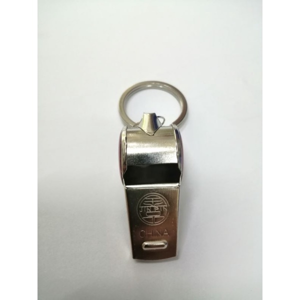Móc khóa còi bóng đá inox không gỉ kèm logo câu lạc bộ