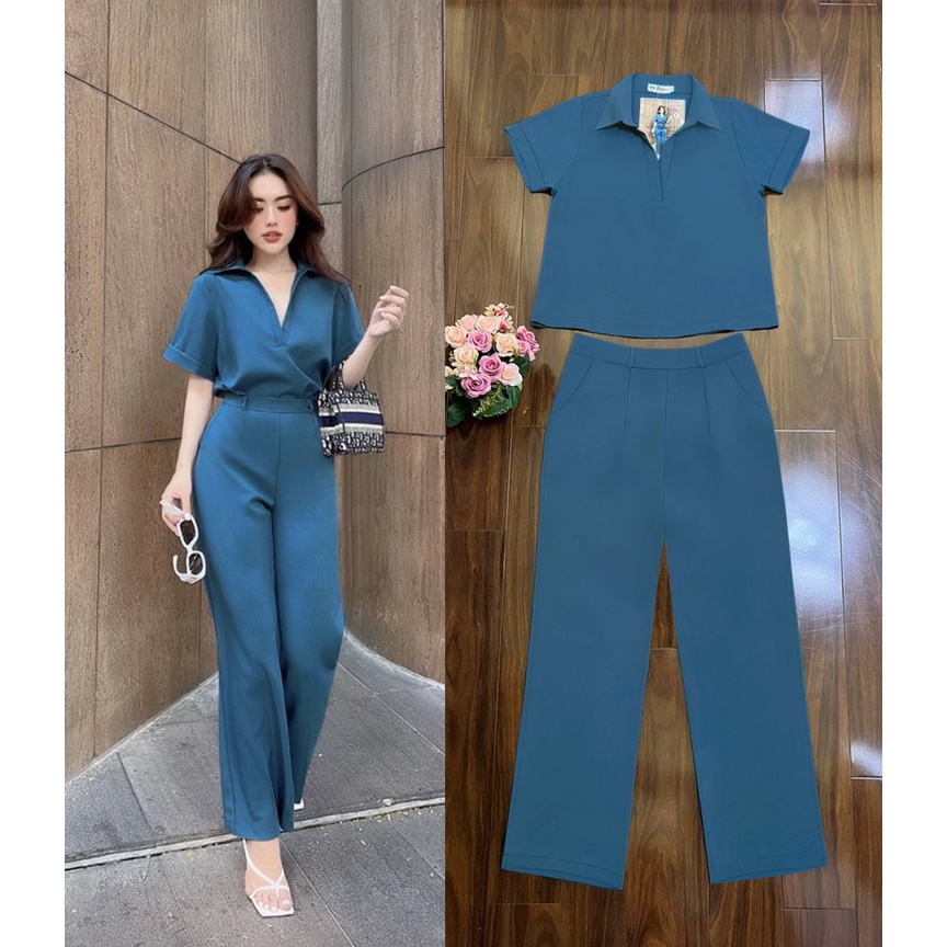 Set Đồ Nữ 💕FREESHIP💕  Set nguyên bộ áo sơ mi quần dài ống suông xinh xắn TJ1116