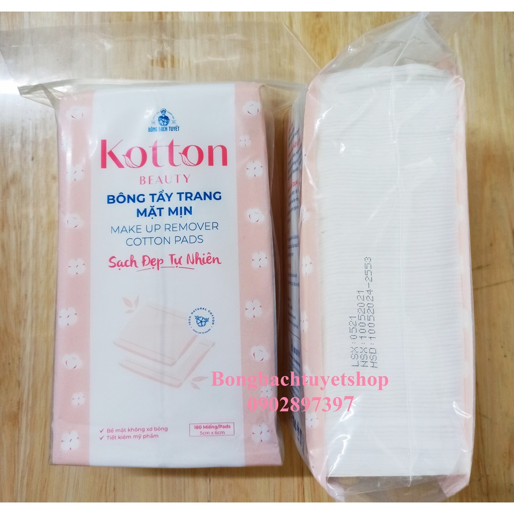 Bông Bạch Tuyết Merilynn bề mặt mịn 180 miếng/ gói – Bông tẩy trang Kotton Beauty mặt mịn đắp Lotion mask