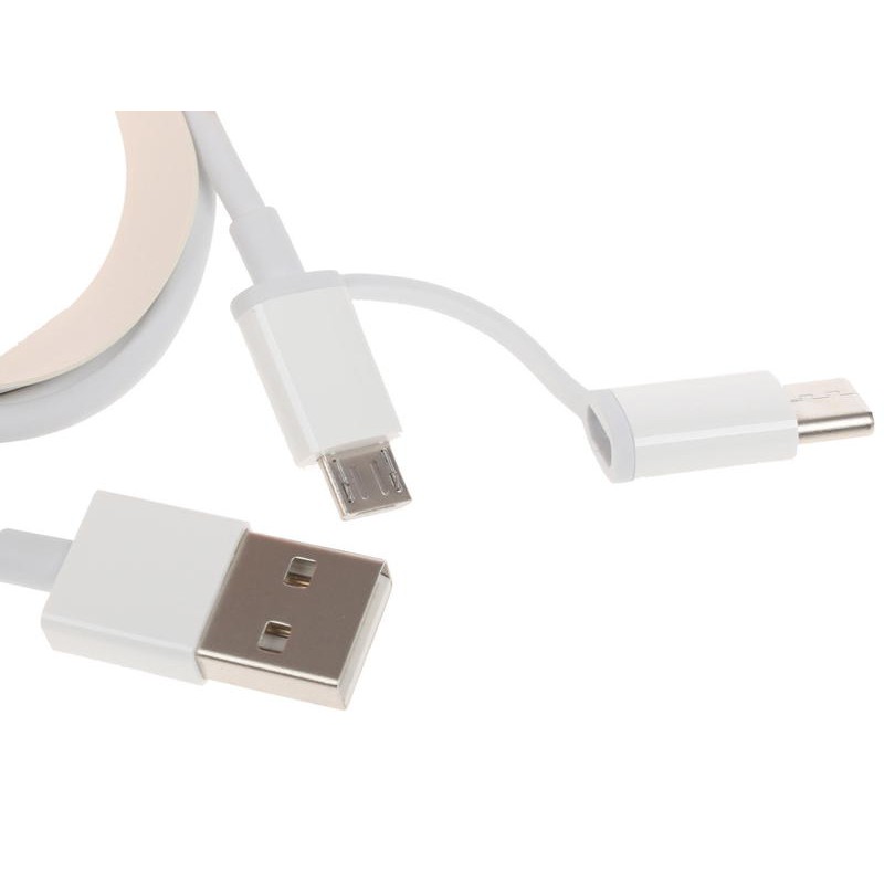 Cáp sạc nhanh Xiaomi 2 trong 1 Usb to Micro Usb to Type C - Bảo hành chính hãng