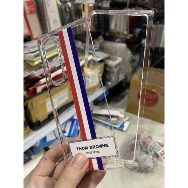 Ốp lưng samsung galaxy Z Fold 3 / Z fold 4 siêu trong suốt in sọc màu kiểu dáng Thom Browne