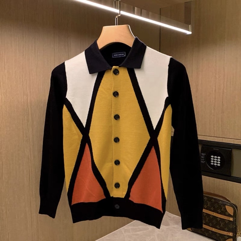 Áo len cho nam giới chất liệu dệt kim thời trang Âu Mỹ, áo len nam POLO thời trang cá tính