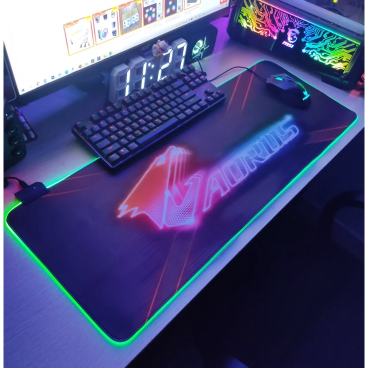 Mouse Pad, Bàn Di Chuột, Lót Di Chuột Khổ Lớn Led RGB Aorus Sáng Viền