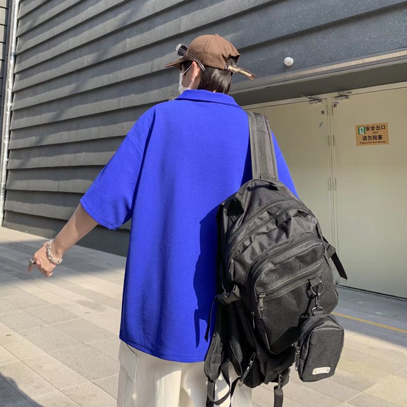 Áo polo Tay Ngắn Cổ Bẻ Chất Liệu Cotton In Họa Tiết Phong Cách Hàn Quốc Cho Cặp Đôi