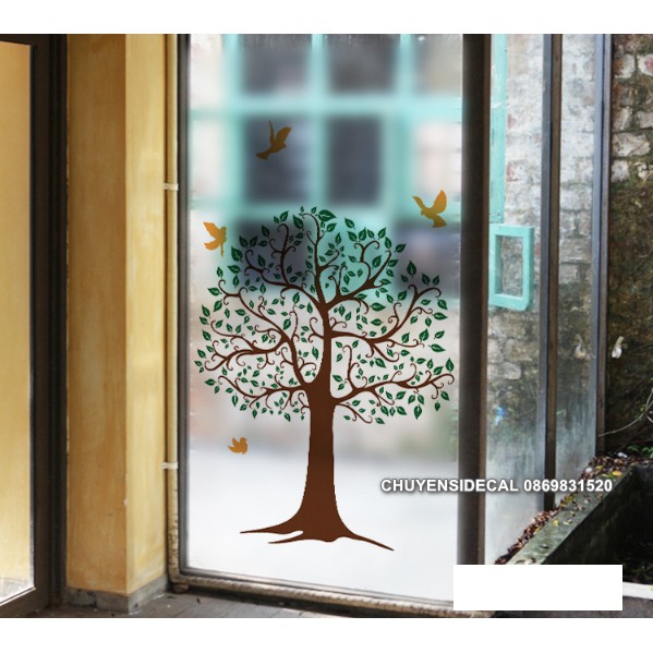 Decal Dán Kính Cao Cấp - Cây Cong Tính Tế ( 60x116cm )