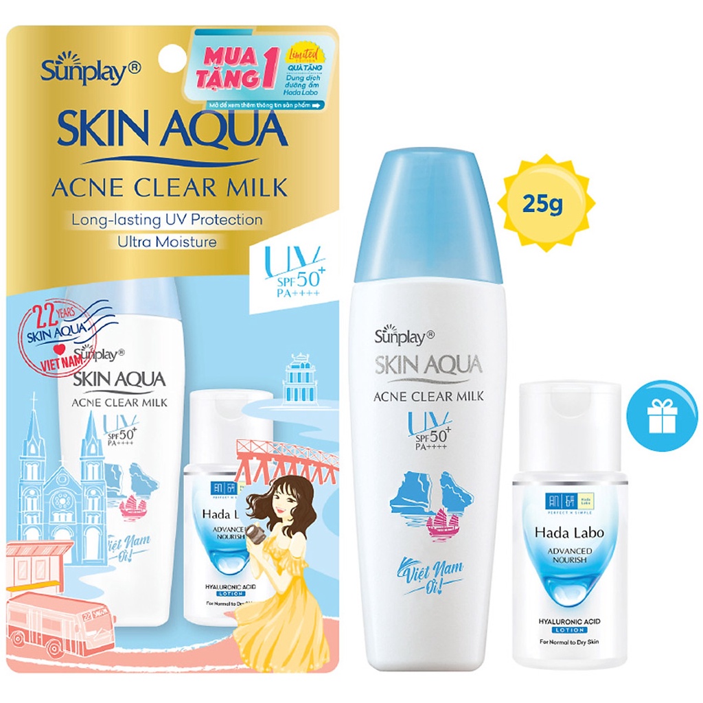 Kem Chống Nắng Sunplay Skin Aqua Dưỡng Da Ngừa Mụn Acne Clear Milk SPF50+