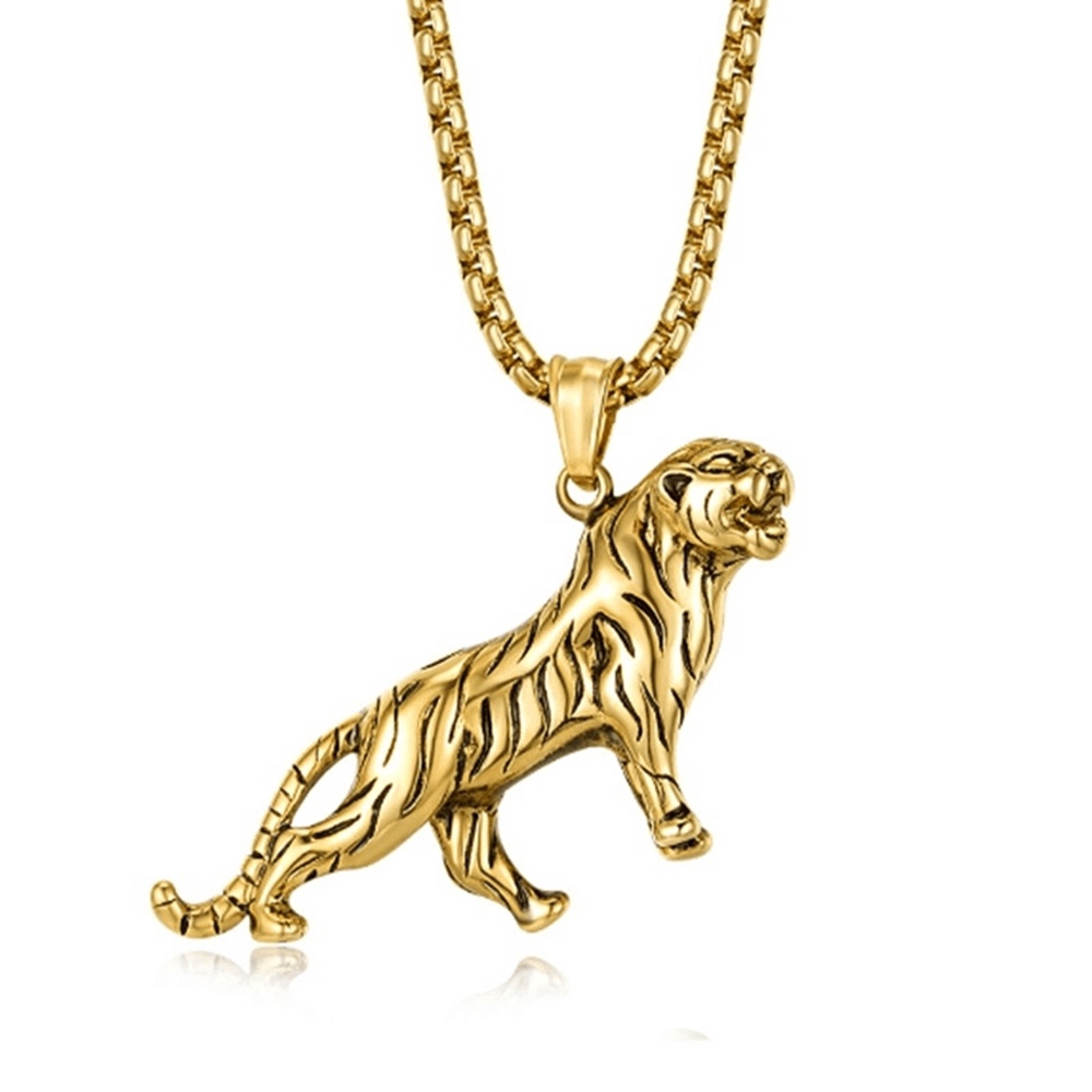 New Punk Animal Necklace Fashion Personality Tiger Pendant Necklace Men Charm Jewelry
