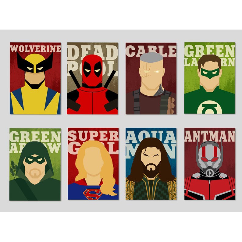Set 6 Poster Marvel &amp; DC Comic Cao Cấp - Nhiều Kích Thước - Có Keo Dán