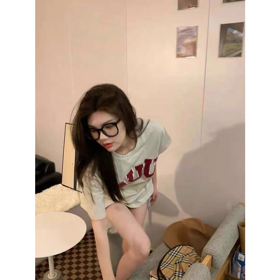 Áo Thun Nữ Ngắn Tay In Chữ Phong Cách Retro