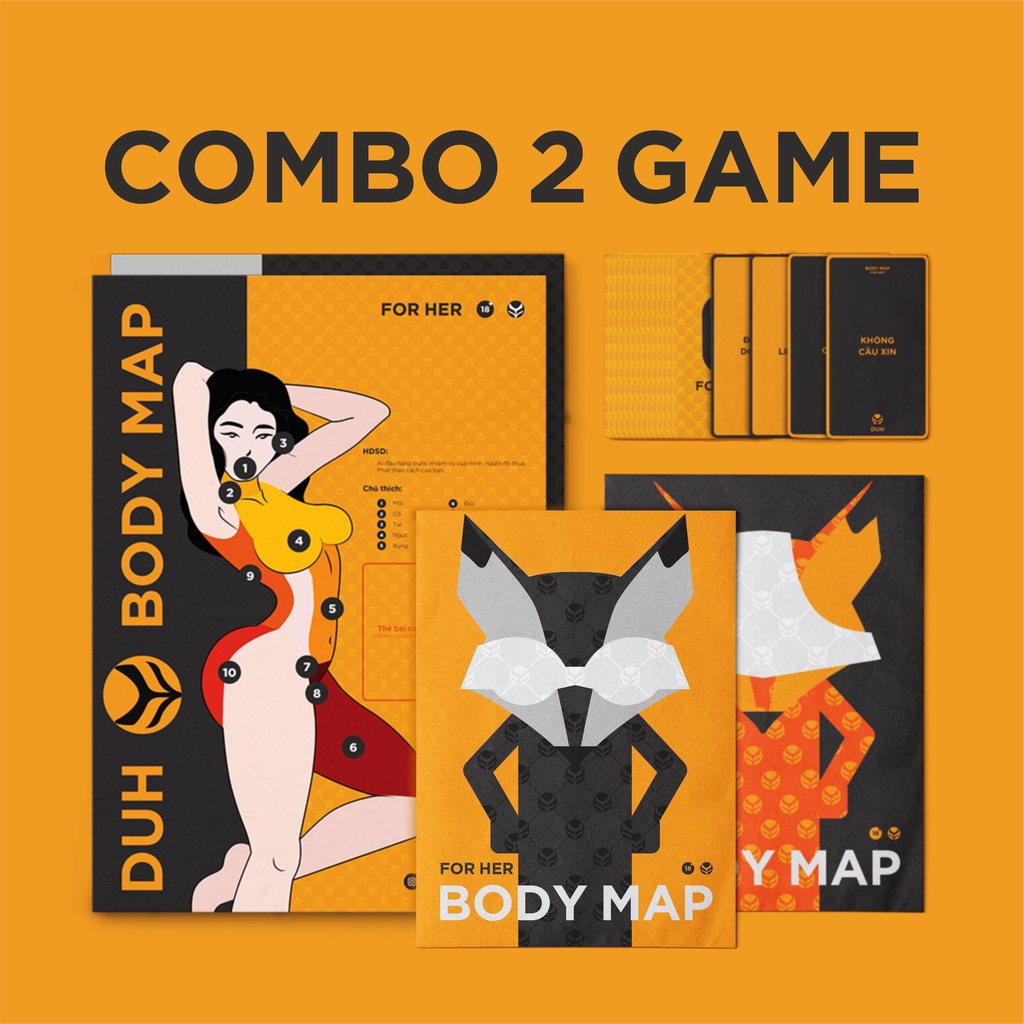 Board game BODY MAP - COMBO NAM NỮ dành cho cặp đôi yêu nhau DUH GAME