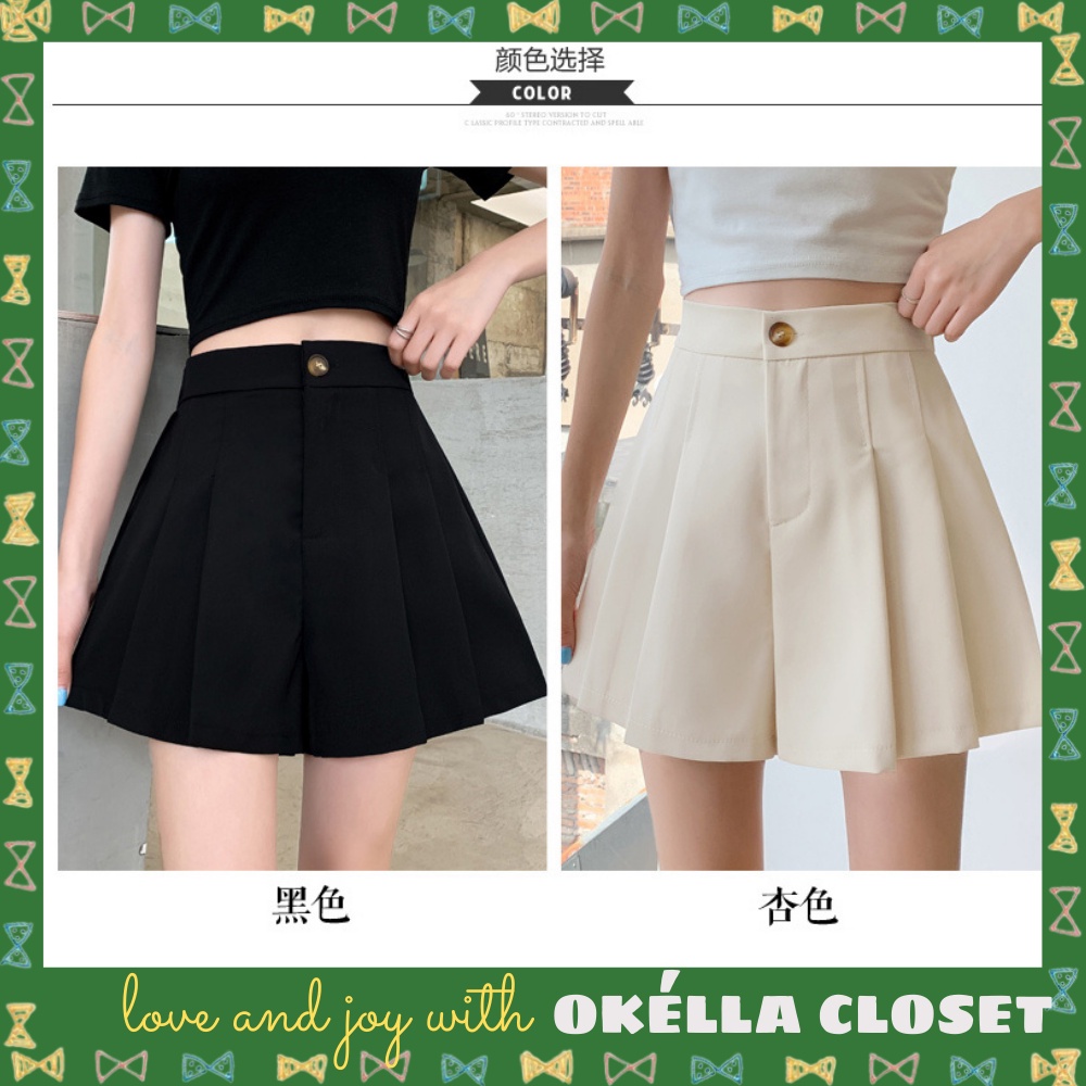 Quần short cạp cao nữ ống rộng cá tính - Quần sooc ngắn cạp cao Okella Q002 | BigBuy360 - bigbuy360.vn