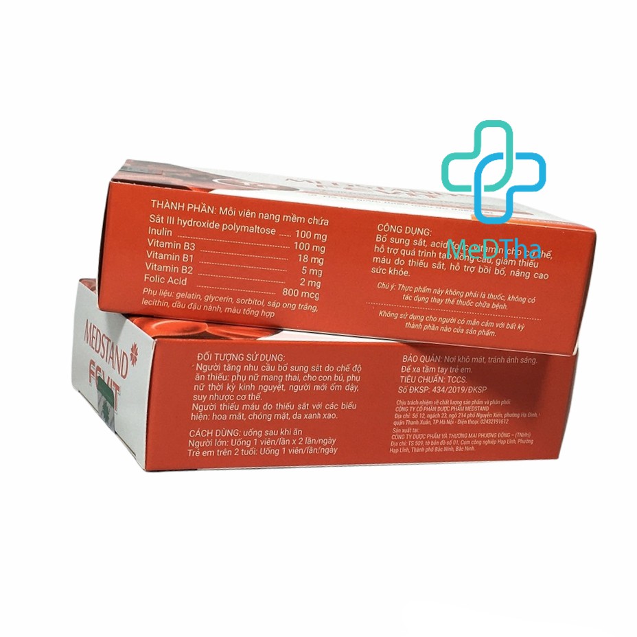 Medstand Fevit - Bổ sung sắt và Acid Folic cho bà bầu, viên bổ máu cho phụ nữ mang thai, sau sinh (Hộp 30 viên)