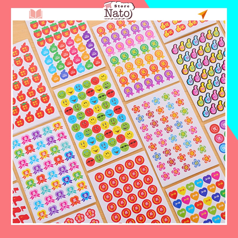 Bộ 10 tấm sticker dán icon mặt cười và ngôi sao cười NATO STK01