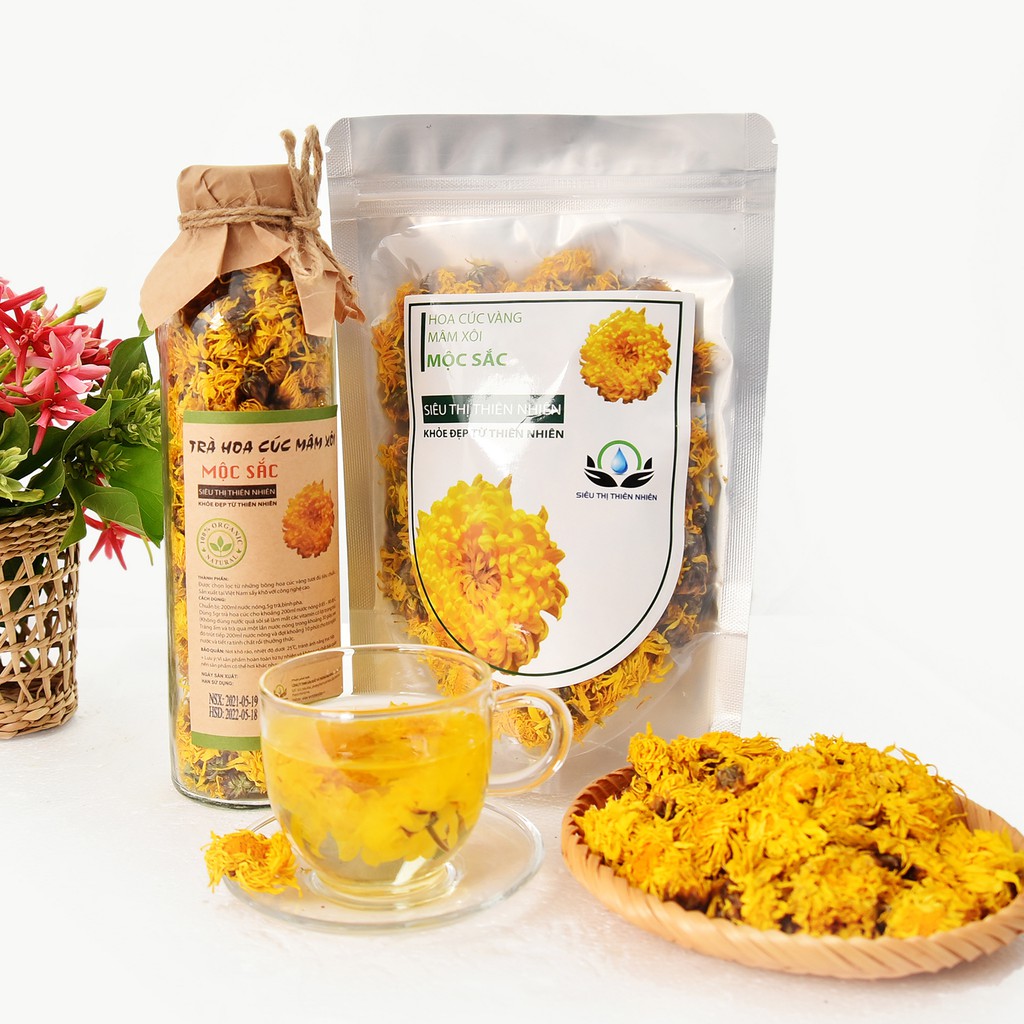 Trà cúc vàng bông sấy lạnh Mộc Sắc 1kg, cúc mâm xôi, cúc đại đóa của Siêu Thị Thiên Nhiên
