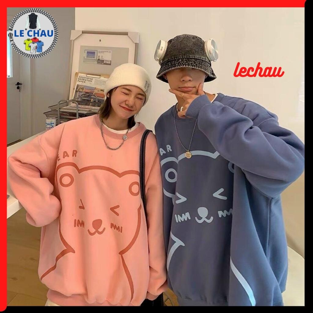 Áo sweater unisex form rộng ulzzang hottrend BEAR AKN25 LECHAU street style nam nữ chất nỉ ngoại mềm mỉn xịn rẻ đẹp | BigBuy360 - bigbuy360.vn