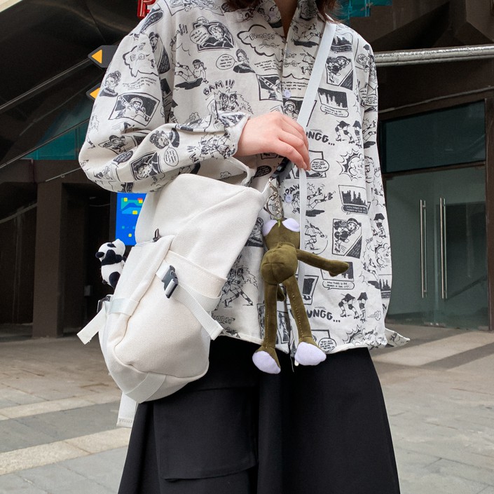 Túi đeo chéo vải canvas phong cách unisex thiết kế đơn giản