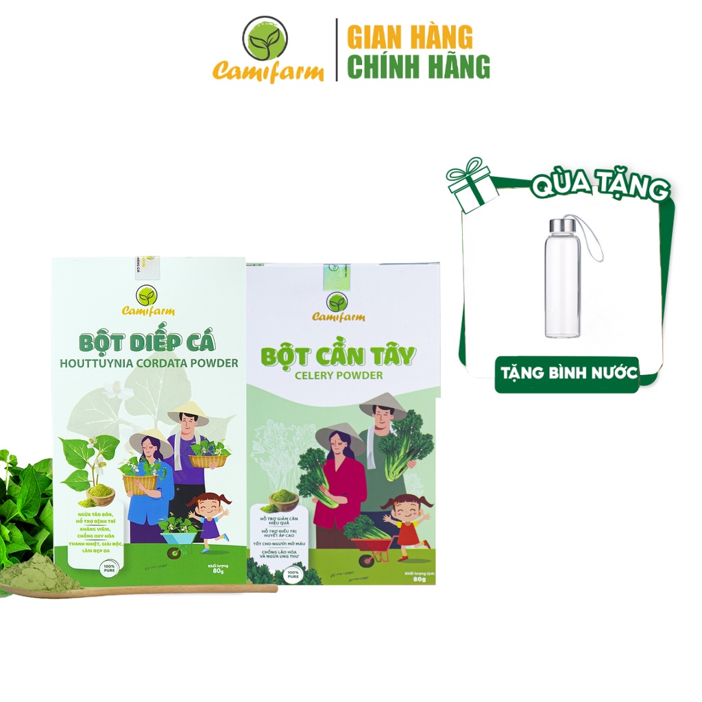 Combo 1 Bột Cần Tây Và 1 Bột Diếp Cá CAMIFARM Làm Đẹp Toàn Diện