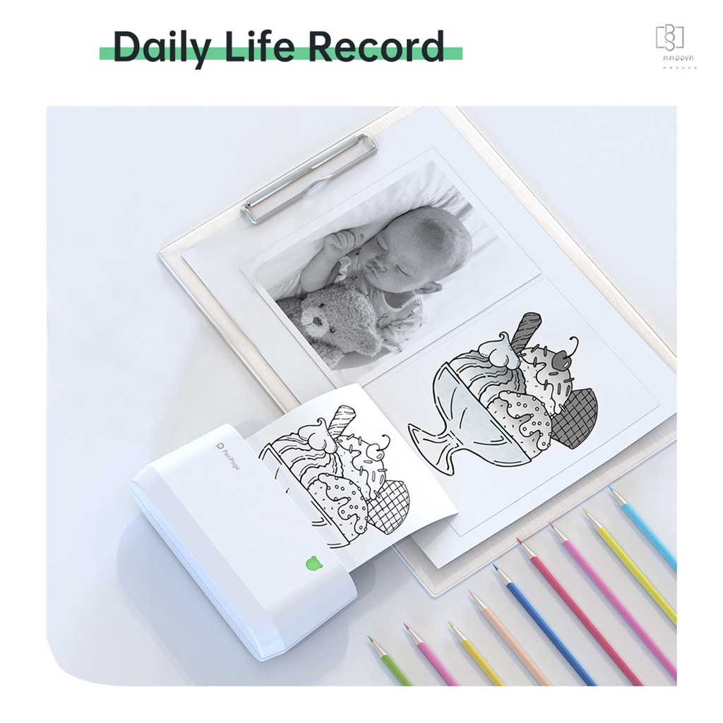 Cuộn giấy dán nhiệt 107x30mm không dính BPA chống nước chống dầu mini BT 3 cuộn cho máy in PeriPage A9 Max/A9s Max