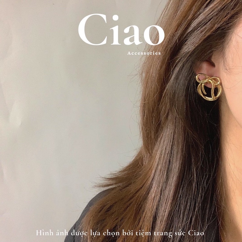 [HOẢ TỐC 1H] Khuyên tai/ Bông tai mạ bạc S925 thiết kế hình nơ xinh xắn Pretty Ciao