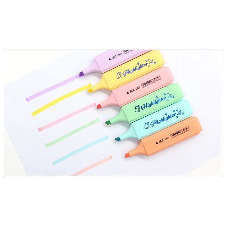 Set 6 cây bút Highlight pastel bút dạ quang, bút nhớ dòng chính hãng STA