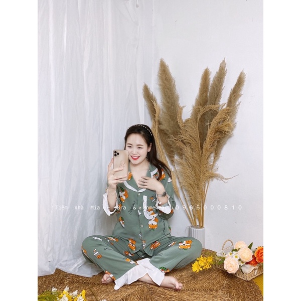 Tiệm nhà Mia - Bộ ngủ pyjama chất lụa latin mịn 2 mặt