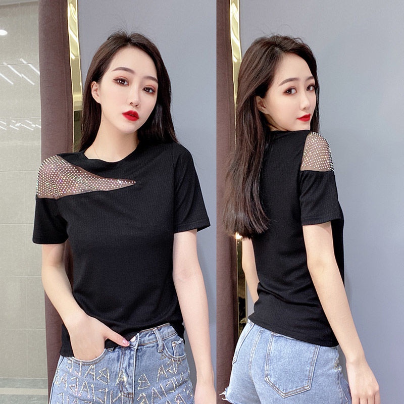 Áo Thun Tay Ngắn Hở Vai Dáng Ôm Thời Trang Mùa Hè Hàng Mới Dành Cho Bạn Nữ