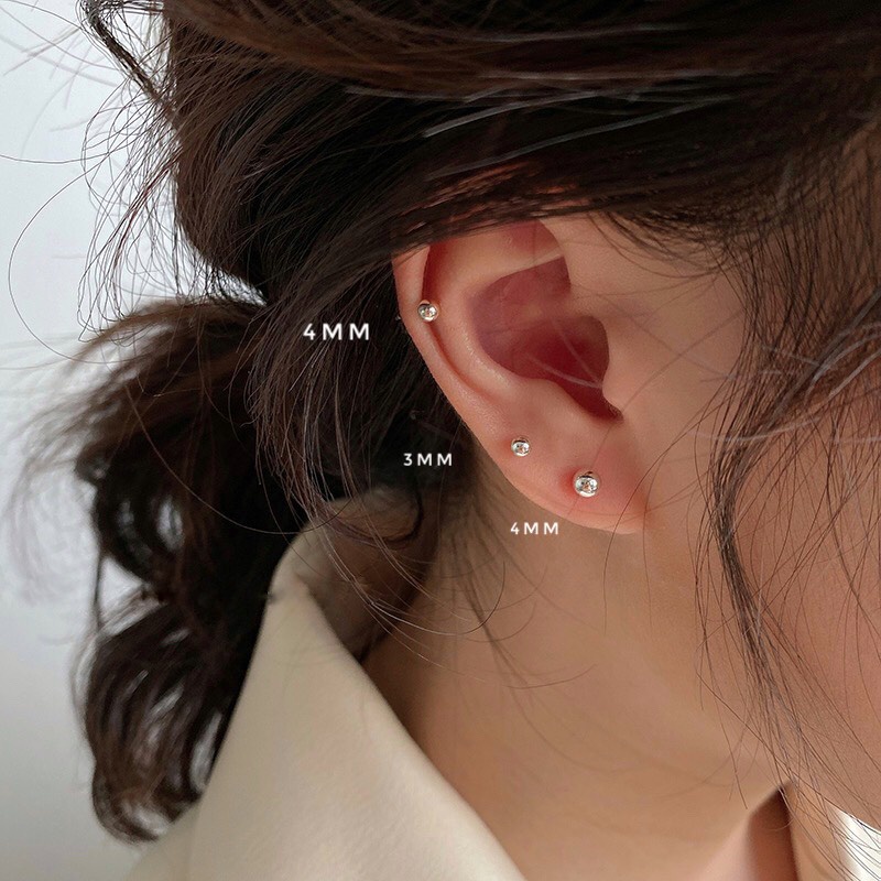 Bông tai bạc đầu tròn bi nữ minidot Miuu Silver DT2212