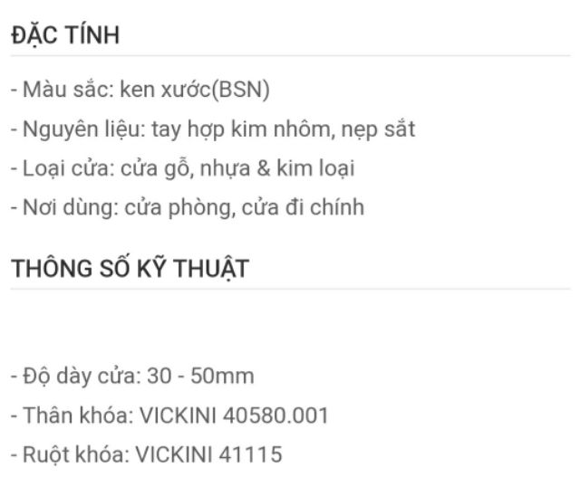 Khóa tay gạt Vickini 32003