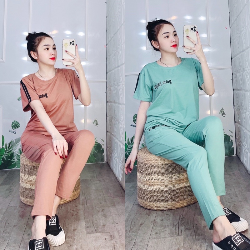 Đồ bộ nữ đồ bộ mặc nhà đồ bộ quần dài thun cotton đồ trung niên bigsize mã BISHOP ĐBD15