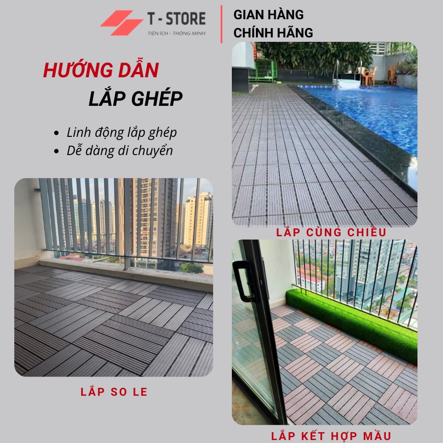 Tấm Vỉ lót sàn  nhựa cao cấp SIENNA-Basic Chống Trơn Trượt. Vỉ Lót Sàn Ban Công, Bể Bơi, Sân Thượng, Bể cá koi, Nhà Tắm