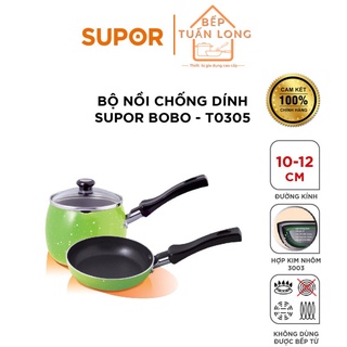 Bộ Nồi Chống Dính Supor Bobo - T0305, bộ nồi chảo nấu bột mini không dùng cho bếp từ
