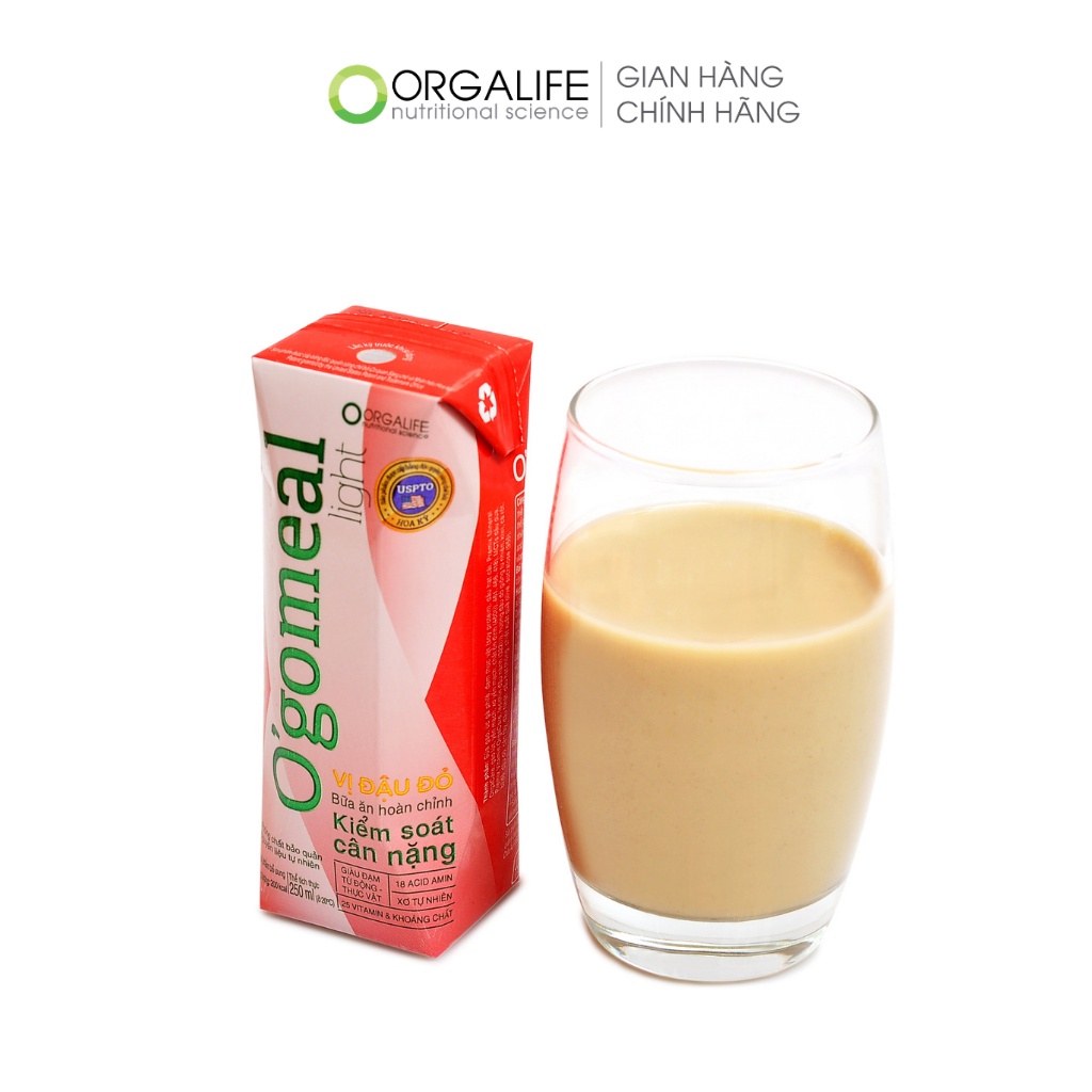 Combo 2 lốc Ogomeal Light Vị Đậu Đỏ 250ml/hộp  – Bữa ăn thay thế, kiểm soát cân nặng, đảm bảo dinh dưỡng