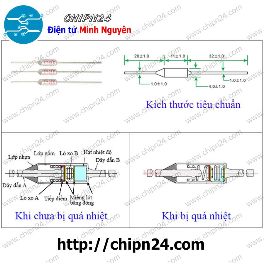 [2 CÁI] Cầu chì nhiệt RY 192 độ 10A 250V (RY-192 TF192)