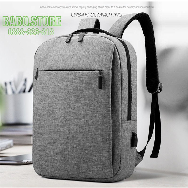 Balo đựng laptop unisex chống xốc laptop đi học, Balo laptop nam nữ vải Canvas Hàn Quốc chống nước, tích hợp cổng sạc US