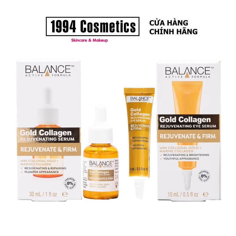 Combo serum cho mặt và mắt tinh chất Gold Collagen Balance Active Formula