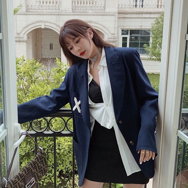 Suit coat women's retro suit coat women's 2021 spring new casual fashion all-match loose slimming Korean style small suit top western outer