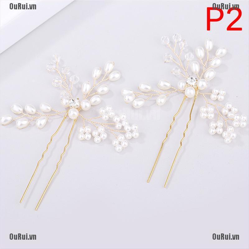 (FCC) Lược Cài Tóc Cô Dâu Đính Ngọc Trai Đáng Yêu