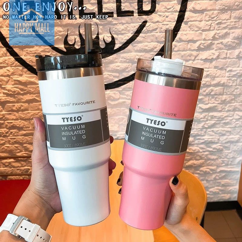 Ly giữ nhiệt 890ml nắp xoay 3 công dụng Tyeso kèm ống hút nhựa HC03 | BigBuy360 - bigbuy360.vn