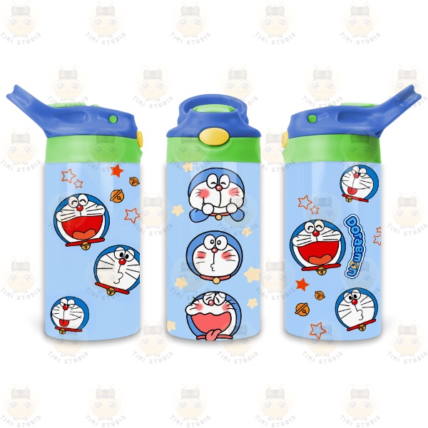 Bình Uống Nước Giữ Nhiệt Cho Bé Có Ống Hút Hình Doreamon - Tỉ Mỉ Studio - Mã 2408KT01