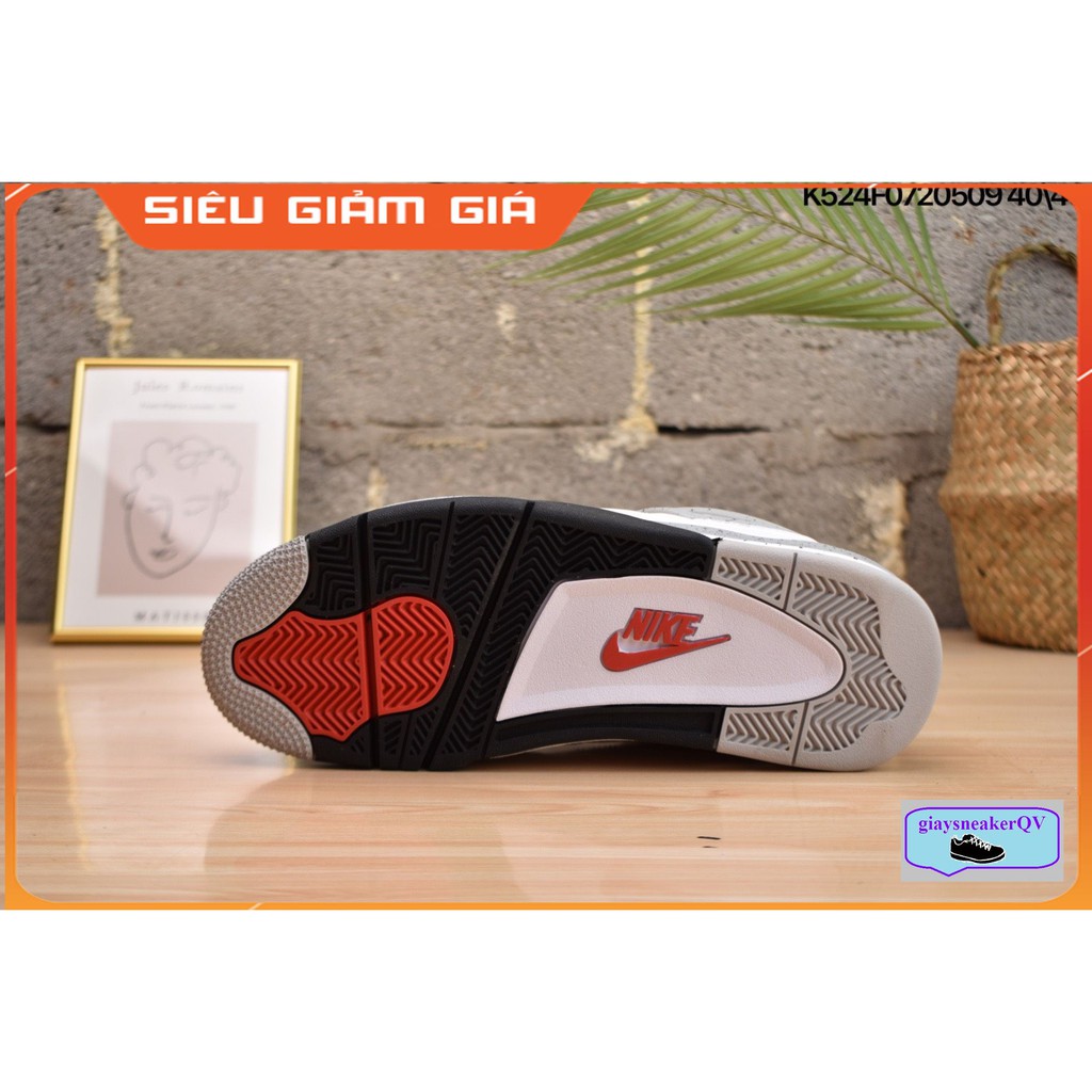 Giày thể thao Air Jordan 4 Retro OG cement siêu đẹp, sang chảnh dành cho nam và nữ , dây giày đỏ JD4