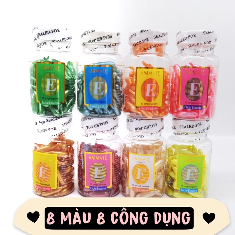 Vitamin E 8 màu 8 công dụng dùng trực tiếp lên mặt hoặc mix kem