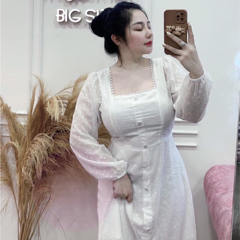 Đầm von trắng giọt nước  dài qua gối đi tiệc, đám cưới