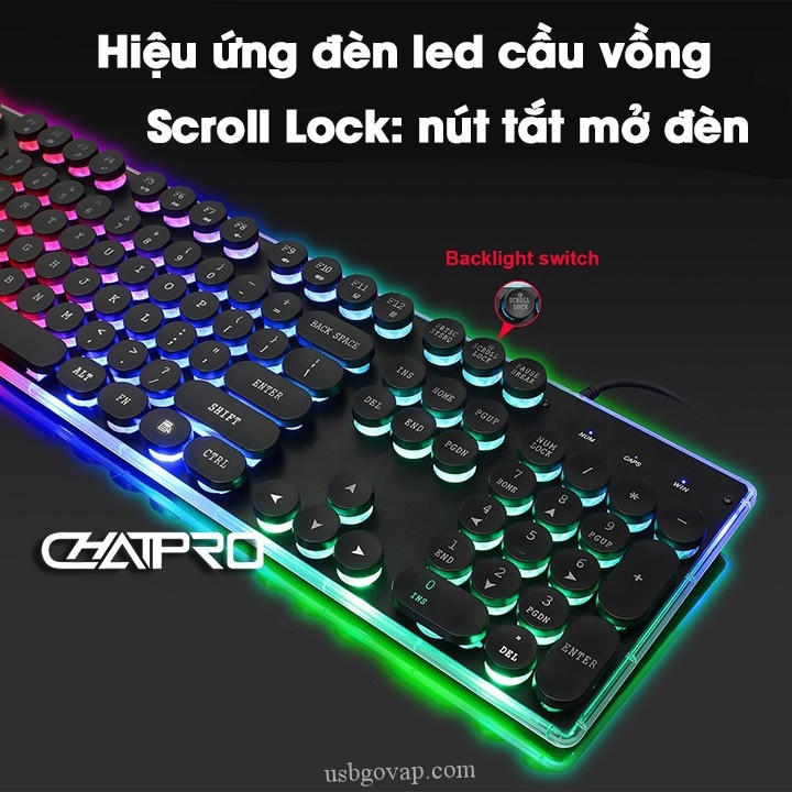 BÀN PHÍM MÁY TÍNH CÓ LED [ BÀN PHÍM GAMING NÚT TRÒN LED ] ( bàn phím nút tròn ) ( bàn phím có led ) [ Có dây ]