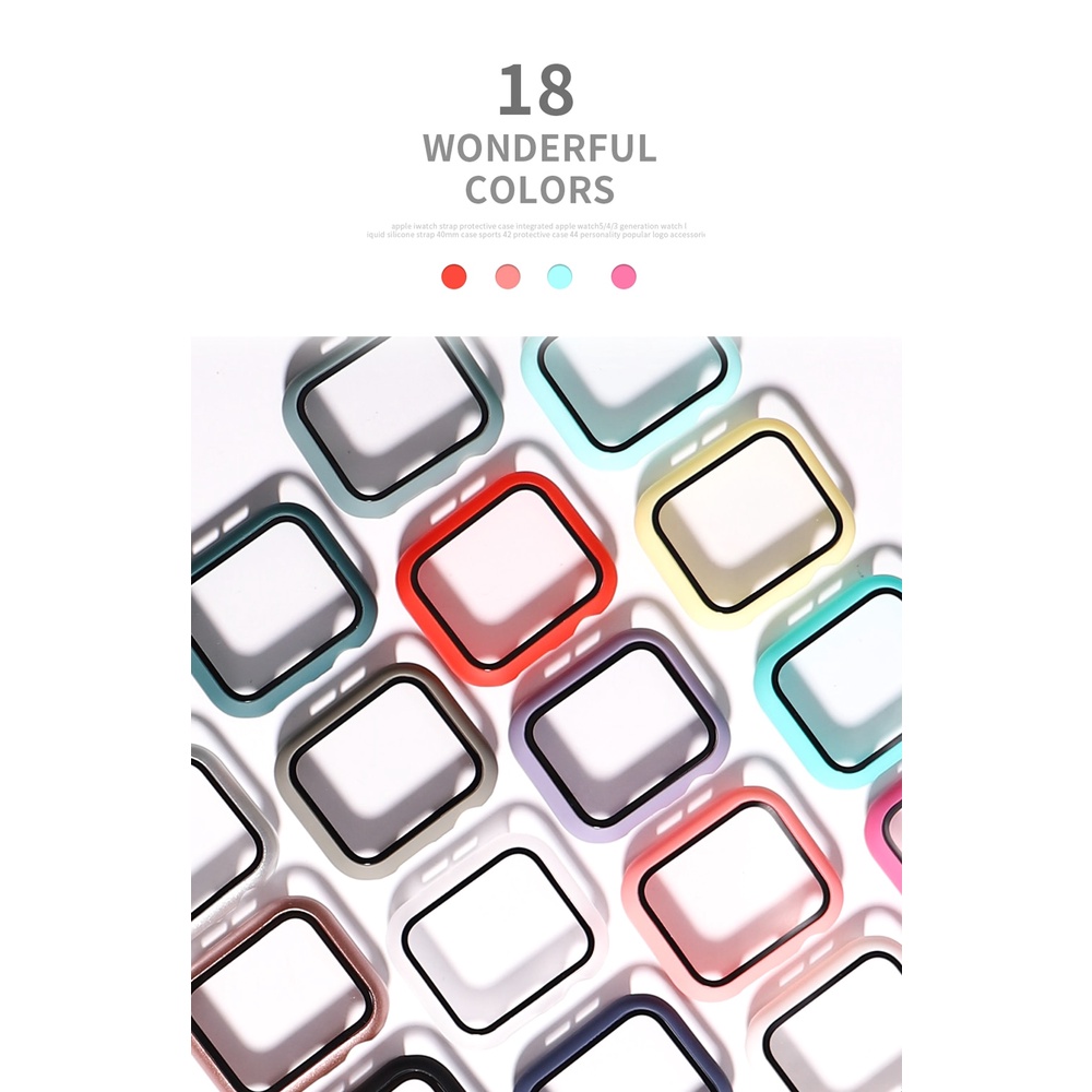 Vỏ Bảo Vệ Mặt Đồng Hồ Apple Watch 1 2 3 4 5 6se 38 4042 44mm Kèm Kính Cường Lực 2 Trong 1