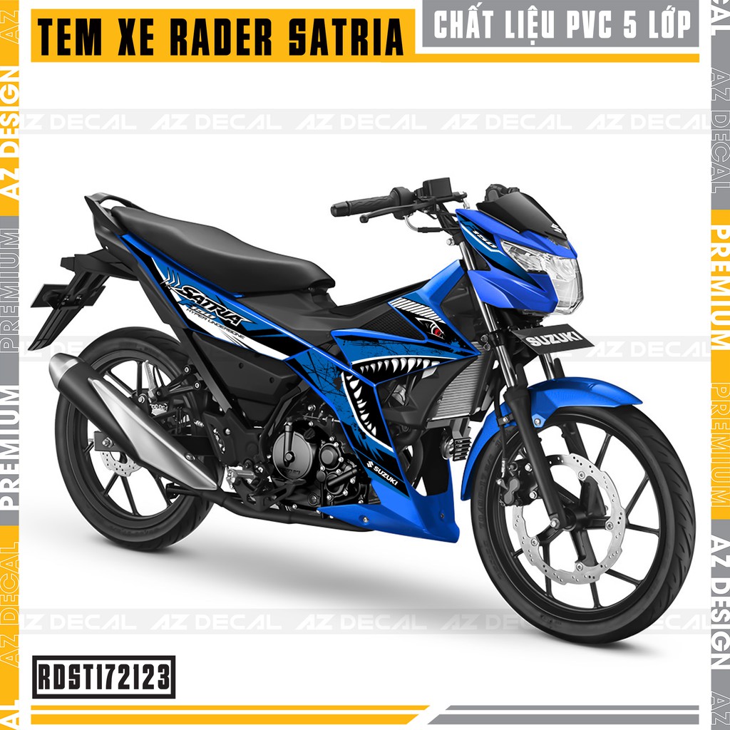 Tem Xe Suzuki Raider - Satria Mẫu Cá Mập Dễ Dán | RDST172123 | Chất Liệu Decal Chống Nước, Đa Dạng Màu Tem Cho Xe